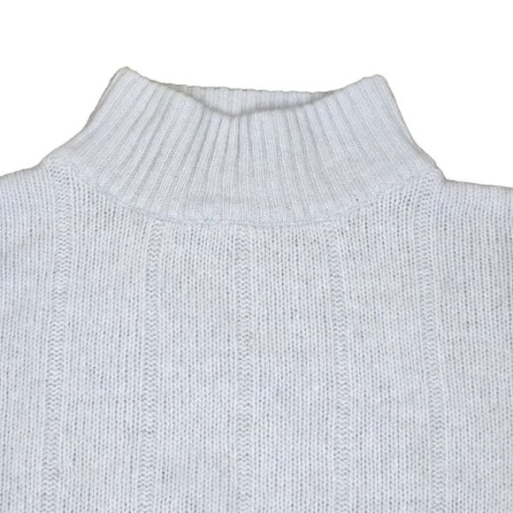 Light Gray Blue Ribbed Mockneck Wool Angora Sweater M/L Lambswool VTG 90s Pastel - Picture 4 of 8